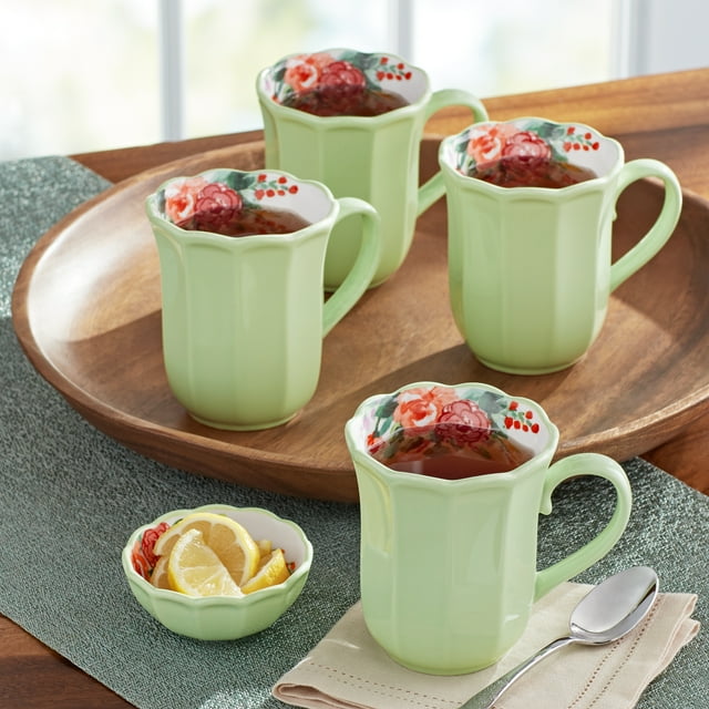 Painted Meadow Ceramic Mugs, Tea Mugs, Coffee Mugs -6-Ounce (Set of 4) Painted Meadow Ceramic Mugs, Tea Mugs, Coffee Mugs -6-Ounce (Set of 4)